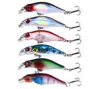 LIGHTAOTAO Bass Carp Fishing Lure Kit 6 Pieces Artificial Minnow Baits 2.7G Weighted Hooks for Freshwater and Sea Angling