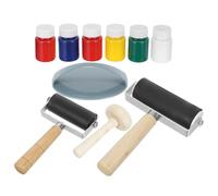 LIGHTAOTAO Block Stamp Carving and Printmaking Kit with Wood Handle Rubber Rollers, Baren, Wooden Mushroom, and 60ml Block Printing Ink for Crafting Printmaking Roller Tool Projects