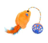 LIGHTAOTAO Cat Interactive Toy and Bite Resistant Plush Mouse Ball Bell Small Orange Pet Teasing Toy for Indoor Cats Kitten Plaything