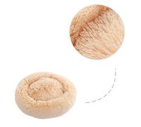 LIGHTAOTAO Cozy Self Warming Round Pet Bed for Cats and Small Dogs Plush Dog Cushion with Raised Rim for Security Machine Washable for Easy Care Small Beige