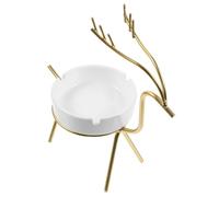 LIGHTAOTAO Creative Ceramic Ashtray with Iron Frame, Easy to Clean and Safe Cigarette Butt Container for Home and Patio Use, Unique Desktop Decoration with Artistic Design