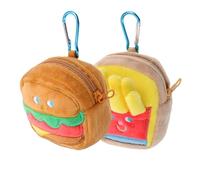 LIGHTAOTAO Creative Mini Keychain Wallet Hamburger French Fries Shaped Coin Purse Bag Charms for Backpacks and Handbags with Zipper Closure Fun Food Design