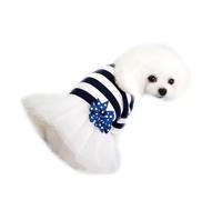 LIGHTAOTAO Dog Tutu Dress Easy to Put with Bow and Stripe Pattern, Cotton Material Fine in Detail, Adorable Pet Costume Size L for Outdoor Activities and Photos