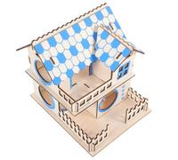 LIGHTAOTAO Hamster Double-Layer Log Wood Villa House with Multi-Chamber Hideout for Small Pets Play and Rest at Home