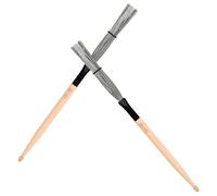 LIGHTAOTAO Maple Drumsticks Double-Ended Drum Wire Brushes Carbon Steel Wire Jazz Drum Brush Pair Wooden Handle Percussion Accessories