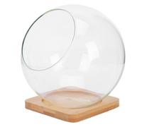 LIGHTAOTAO Micro Landscape Glass Succulent Planter with Comfortable Hand Feeling and Decorative Wood Lid, for Hotel and Dining Room Use, Storage Pot for Moss Ball Terrarium