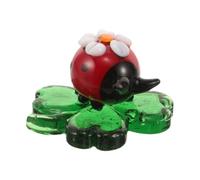 LIGHTAOTAO Miniature Glass Ladybug Figurine Realistic Design with Four Leaf Clover, Collectible and Decorative Home and Office Ornament with Brilliant Translucency and Vibrant Colours