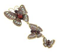 LIGHTAOTAO Purple Butterfly Brooch Pin to Elevate the Look with Three Shining Rhinestones Vintage Alloy Accessory for Clothes and Backpacks for Parties and Everyday Wear