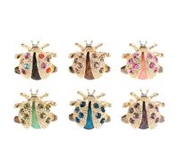 LIGHTAOTAO Rhinestone Ladybugs Brooch Pin with Longterm Finish 6pcs for Women, Alloy Material and Dazzling Fashion Upgrade, Stylish Lapel Pins for Shirts and Daily Outfits