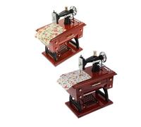 LIGHTAOTAO Sewing Machine with Mechanical Clockwork Vintage 2pcs Mini Music Box Brown Plastic Retro Desk Decoration for Crafts Table and Home Decoration