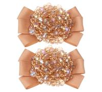 LIGHTAOTAO Shoe Clips Buckles Decorative Shoe Clips Ribbon Bow Pearl Crystal Khaki Pair Lightweight Eye-catching for Anniversary Celebration Business