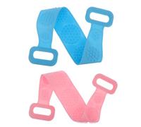 LIGHTAOTAO Silicone Back Rub Towel 2pcs Long Strip with Exfoliating Double Holes Design for Shower Bathing Supplies in Blue Pink