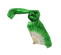 LIGHTAOTAO Silk Belly Dance Fan Veil with Bamboo Frame Lightweight Imitation Silk Fabric Long Folding Fan for Womens Performance Stage Dance Wedding Party and Folk Art Use