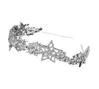 LIGHTAOTAO Silver Alloy Bride Crown Tiara with Star Design, Quick and Easy to Wear Wedding Hair Accessory, Elegant and Beautiful Bridal Tiara for Wedding and Haircut Decoration