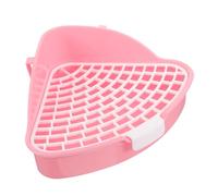 LIGHTAOTAO Small Animal Triangle Litter Box for Bunny and Hamster, Indoor Pet Potty Training Tray with Corner Design, Pink Plastic Rabbit Toilet and Guinea Pig Litter Tray for Home Use