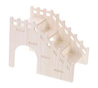 LIGHTAOTAO Small Animal Wooden Climbing Ladder for Hamster Cage with Platform, Natural Chinchilla Ladder Toy for Habitat Décor and Guinea Pig Hideout Accessory