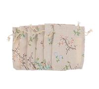 LIGHTAOTAO Small Drawstring Pouches 50pcs with Drawstring for Easy Storage Sachet Bags Made of Cotton and Linen with Flower Pattern, Reusable Gift Bags for Wedding and Halloween