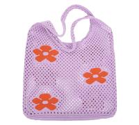 LIGHTAOTAO Tote Bag Shoulder Bag Crochet Floral for Women, Large Capacity Purple Polyester Mesh with Spacious Storage and Easy Carrying Convenience, for Daily Use and Travel