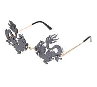 LIGHTAOTAO Trendy Rimless Sunglasses for Women with Unique Dragon Shape, Sturdy PC Material and Fit for Small Faces, for Photo Shoots and Dancing, Stylish Frameless Black Eyewear