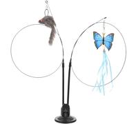 LIGHTAOTAO Two-headed Feather Cat Toy Handheld Teaser Stick Sucker Cat Teaser Interactive Kitten Toys for Indoor Playtime