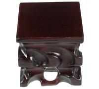 LIGHTAOTAO Vintage Solid Wood Display Stand Buddha Pedestal Base Rustic Carved Wooden Bonsai Vase Holder Stable Decorative Censer Base for Tabletop Collection Display