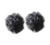 LIGHTAOTAO Windproof Microphone Covers 2pcs Clip-on Protective Mic Guard with Dense Black and Gray Fur 5mm Noise-reducing Microphone Protector for Live Streaming and Recording