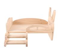 LIGHTAOTAO Wood Hamster Platform Bed with Stairs for Dwarf Rabbits and Hamsters, Beige Wooden Small Animal Bed Providing Place to Sleep and Rest, Suitable for Guinea Pigs and Chinchillas