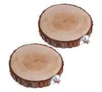 LIGHTAOTAO Wooden Bird Perch Stand 2Pcs Round Natural Wood Platforms 6-8Cm for Parrots Hamsters Cage Accessories Resting Play