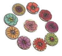 LIGHTAOTAO Wooden Round Buttons 100Pcs Mixed Colors Retro Pattern 25Mm DIY Craft Sewing Accessories for Clothing and Home Decoration