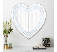 Lightasea Crystal Wall Mirror with UK Plug,Wall Hang Frameless Mirror Acrylic Diamond Décor,50 * 50cm 6500K Daylight White Heart Shaped Silver Mirrors,for Bathroom Bedroom Living Room Hallway