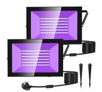 Lightasea UV Black Light,100W Ultraviolet Floodlight Outdoor,IP66 Waterproof,LED UV Light 385-400nm,Stage Light Decoration Lighting for Fluorescent Party,Halloween,Bar,Christmas,Disco,Aquarium