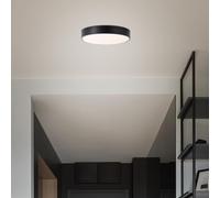 Lightbox Basic LED Ceiling Light with Black Frame, Modern Ceiling Light, Diameter 33 cm, Integrated LED, 24 W, 2400 Lumens, 3000 K, Metal/Plastic, Black/White