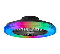 Lightbox LED ceiling light with fan & frame in crystal optics & RGB Front Light & CCT Center Light - dimmable by remote control - ceiling light black - Ø 49 cm - plastic/metal