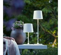 Lightbox LED Table Lamp for Indoor and Outdoor Use, 37 cm / 23 cm Height, Diameter 10 cm, Matt White Outdoor Table Lamp with Touch Dimmer, Mobile/Wireless/Portable, USB Rechargeable Battery, 310 lm &