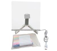 Lighted Acrylic Message Board - Clear LED Reusable Dry Erase Panel, Adjustable Brightness Writing | Living Rooms Dorms Bedrooms Classrooms Home Office Neon Glow Display Stand Wall Mount USB Po