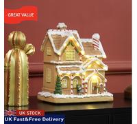 Homcom Lighted And Musical Christmas Candy House With Gingerbread Man Brown Brown One Size