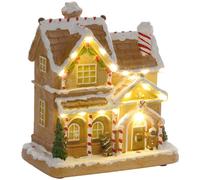 Homcom Lighted And Musical Christmas Candy House With Gingerbread Man Brown Brown One Size