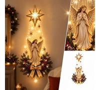 Lighted Angel Christmas Wall Decor Lights - 39" Angel Wall Hanging Lights | Christmas Wall Lights, Star & Pre-Lit Wreath, Christmas Door Decor for Front Door, Window, Living Room - Religious Xmas Gift