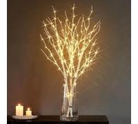 Lighted Birch Branches, 32in Artificial White Birch Twig with 50 LED Lights - Battery Operated, Fairy Willow Branch Lights for Home & Festive Scenarios (1Pc)