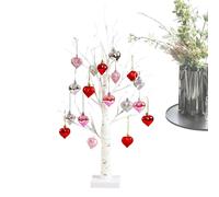 Lighted Birch Tree, Romantic Valentine's Day Birch Branch Tree Decorative Lamp with Heart-Shaped Ornaments, Adjustable USB-Powered Christmas Trees Lights