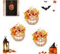 Lighted Burlap Pumpkin Wreath with Remote Control,Halloween Pumpkin Wreath, Farmhouse Fall Wreath, 8-Mode LED Fall Door Decor, Halloween Autumn Wreath for Porch Home Outdoor Indoor Decor
