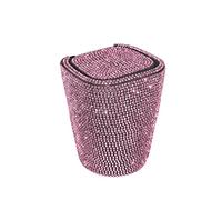 Lighted Car Ashtray with Cover, Windproof and Odor Resistant Diamond Inlaid Detachable Mini Trash Can Accessories for Vehicle Office Home Outdoor (Pink)