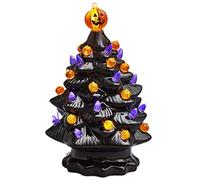 Lighted Ceramic Halloween Tree Tabletop Halloween Decoration Halloween Tree Pumpkin Light (M)