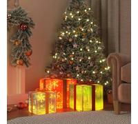 Lighted Christmas Boxes 3 pcs 64 LEDs Warm White