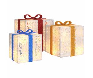 Lighted Christmas Boxes Gift Box Festival Box Decoration 3 pcs 64 LEDs vidaXL
