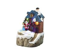 Lighted Christmas Cabin Music Box Rotating Santa Music Box with LED Light for Men Women Kid Birthday Present Electric Rotating Decoration