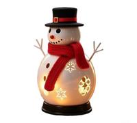 Lighted Christmas Snowman for figurine 20cm for LED Glow Black Hat Red | Smooth plastic with stable base Warm LED glow through snowflake cutouts Festive decor for tabletop mantel or bedside