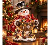 Lighted Christmas Sweet Bowl Collection, Xmas Candy Bowl Santa Figurine | Red Outfit Christmas Santa Figure, 6 Festive Designs, Character Candy Dish for Xmas Party Home Shop Holiday Decoration
