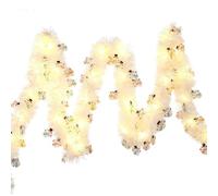 Lighted Christmas Tinsel Garland - 197” Pre-Lit Foil Garland with Warm White LEDs, Perfect for Trees, Stairs, Walls & Weddings - Indoor/Outdoor Holiday Decor for Xmas, Parties & Home Festive Displays