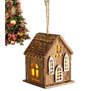 Lighted Christmas Village House - Mini LED Ornaments, Wooden Decoration for Christmas Village House | Rustic Farmhouse Accent Cottage Tree Miniature, AM House Decor